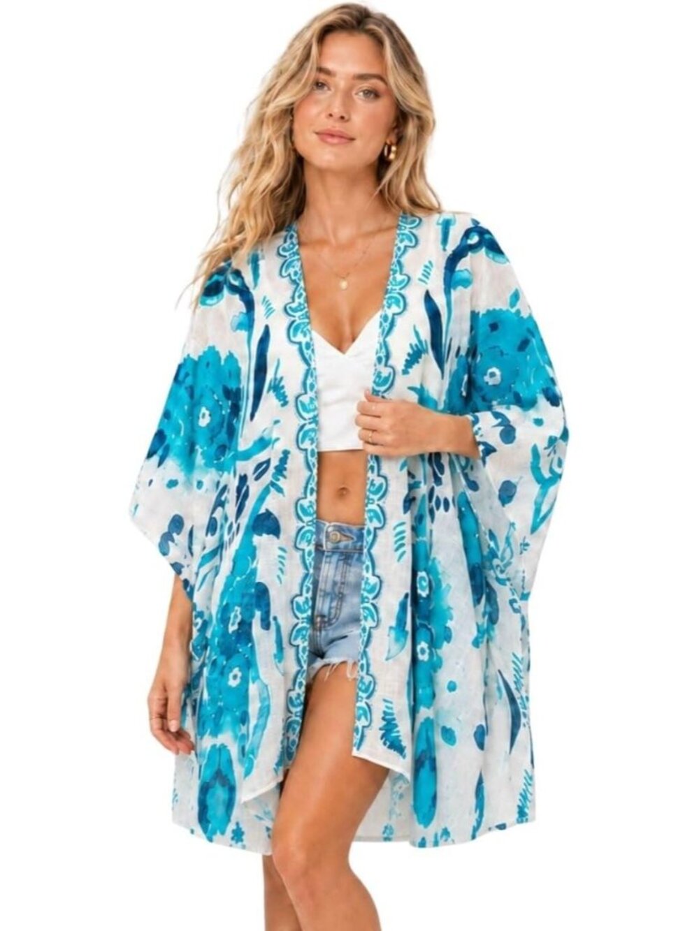 Women Rz Coastal Breeze Viscose Summer Lightweight Boho Kimono Cardigan Cover up
